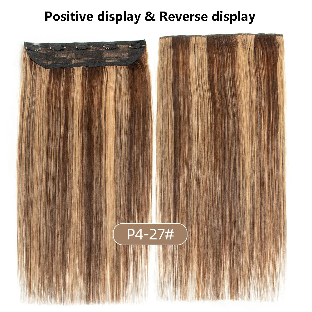 クリップインワンピース人毛エクステンション 40-50 グラムブロンドブラウン横糸クリップ天然シルクストレートかつら女性のための 12 ''-22''