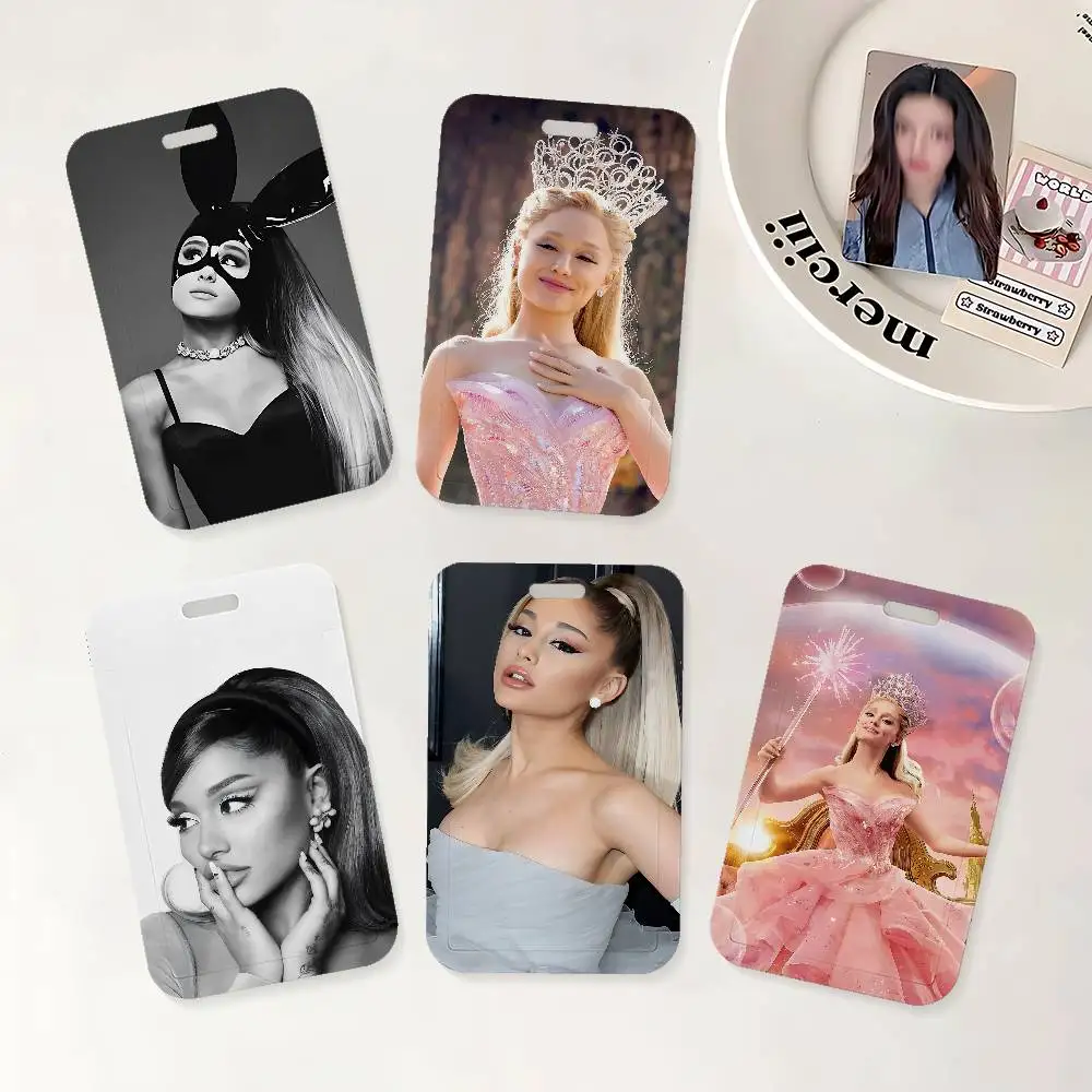 Singer A-Ariana G-Grande ID Badge Holder With Lanyard Neck Strap For Office School Name Card Credentials Case