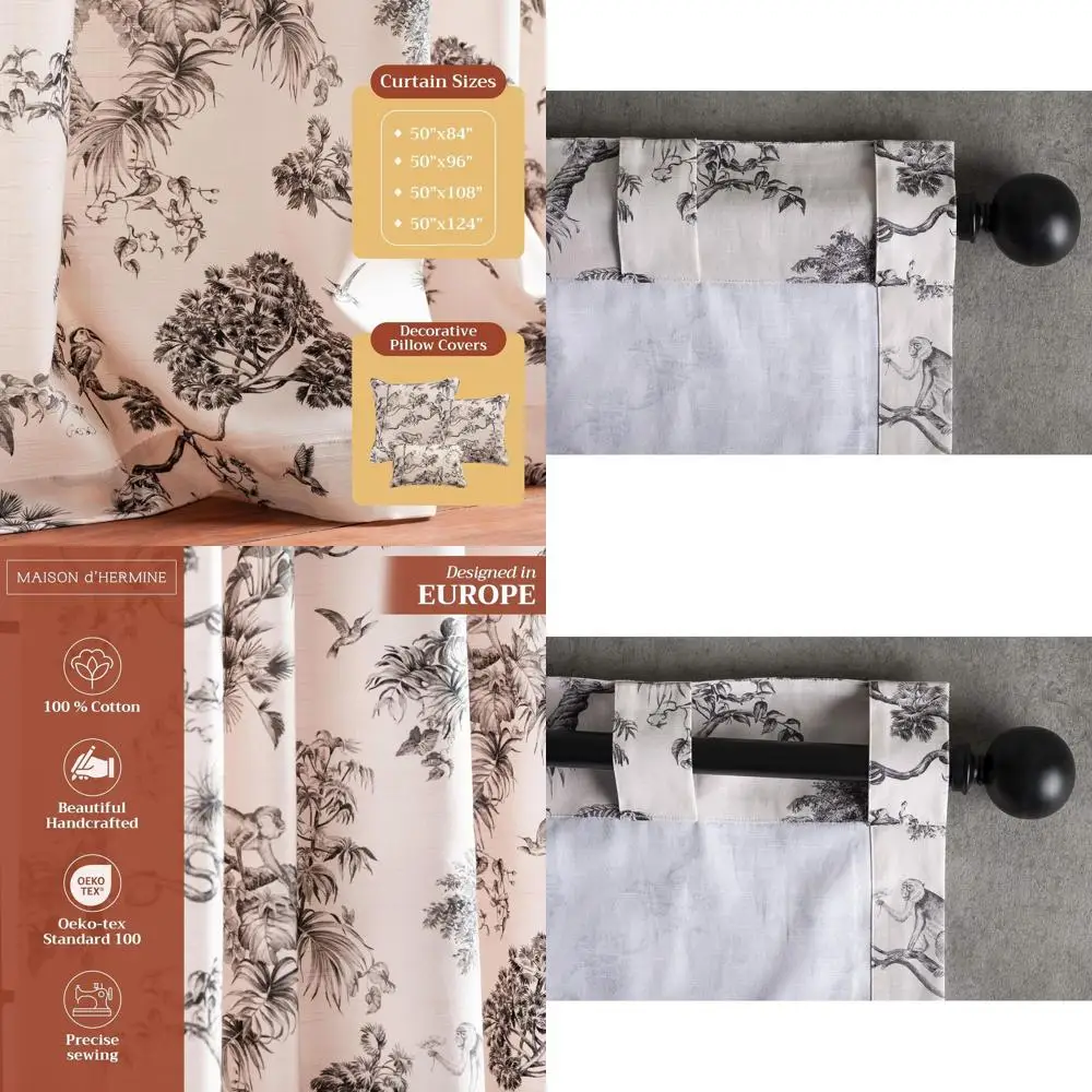 لوحة ستارة تويلي 50 × 108 من القطن 100% مع جيوب قضيب لنوافذ غرفة المعيشة (رمادي بونوبو) #1