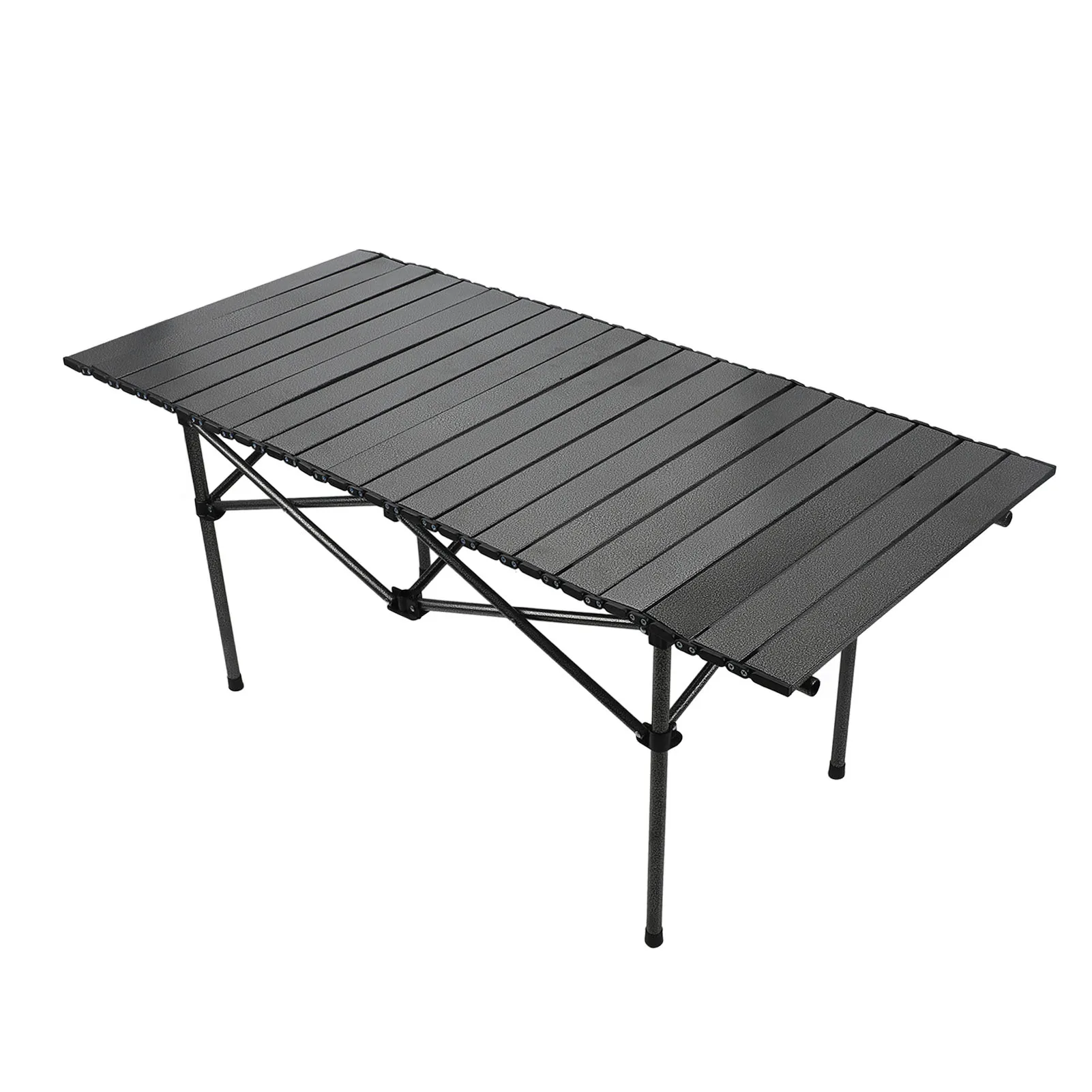 Folding Camping Table 47.24in Black Multi Functional Carbon Steel Portable Roll Up Outdoor Table with Carrying Bag for Outdoor image 6