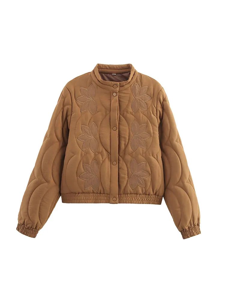 NLZGMSJ 2025 Autumn And Winter Embroidered Cotton Coat Jacket Street Wear Casual  Women Cropped Parka Street Outerwear