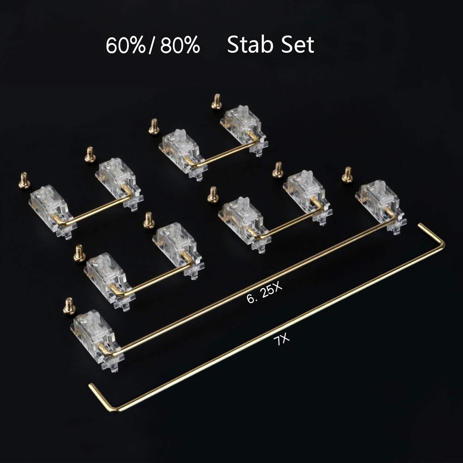 【Skyline】 Transparent Gold Plated Pcb screw in Stabilizer for Custom Mechanical Keyboard gh60 dz64 xd64 xd84 6.25x 2x 7x xd96