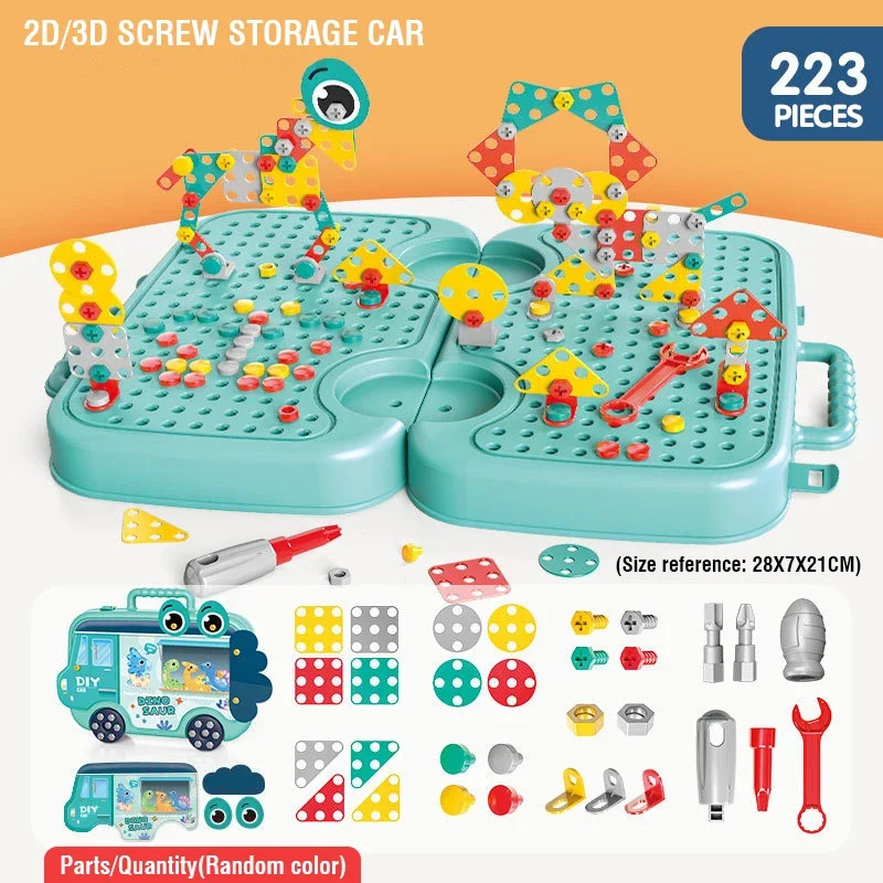 مجموعة أدوات DIY محاكاة الحفر المسمار الجوز لغز التظاهر اللعب لعبة تعليمية تفكيك التجمع لعبة البناء هدايا الصبي طفل