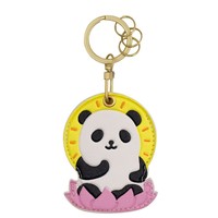 Funny Lotus Panda Access Card Holder Creative PU leather Rabbit Pendant Keychain Cute Keyring Access Control Card Cover Keyfob