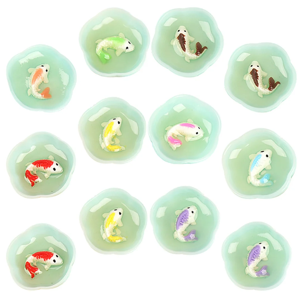 

12Pcs Mini Fish Bowl Resin Realistic Goldfish Tank Craft Mini House Decor Miniature Landscape Supplies House Fish Bowls
