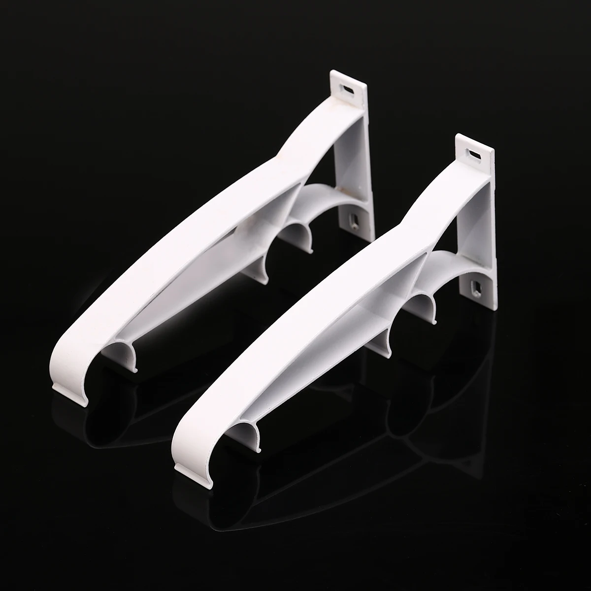 

2 Pcs Curtain Rod Bracket White Galvanized Iron Double Layer Suitable 25mm Drape Rods Easy Install Firm Fix 16 50X8 00X1 60cm