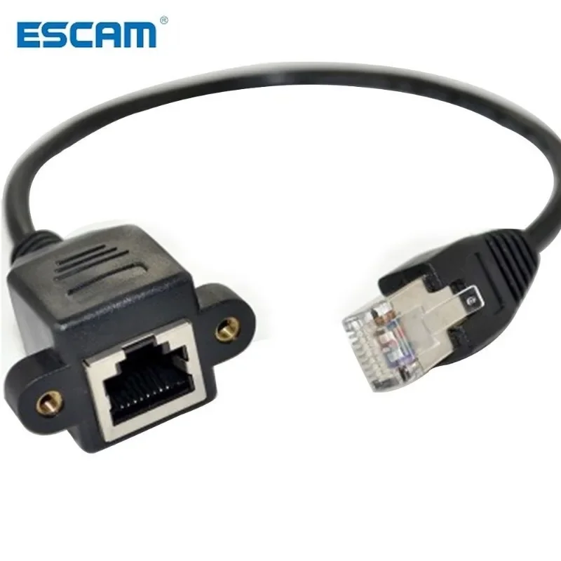 ESCAME 30cm 60cm  Extension Network LAN Screw Cable Panel Male To Female Mount Ethernet