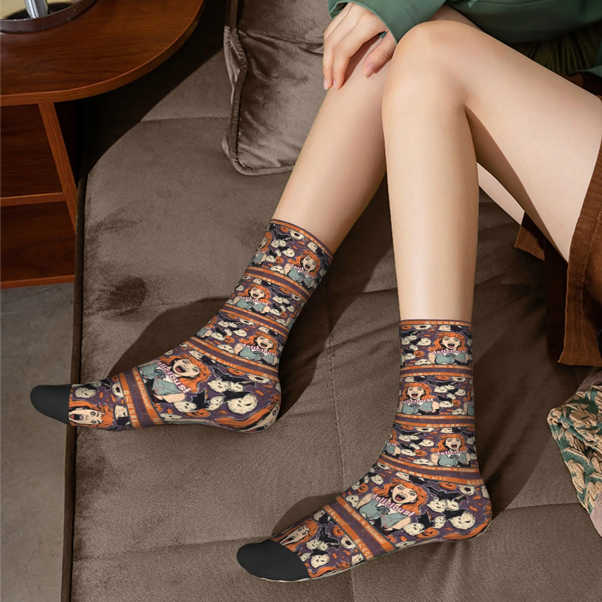 All Seasons Rijstballen is heerlijk! Halloween meisje versie Sokken Harajuku Hoge Kwaliteit Kousen Crew Sokken Kerstcadeaus