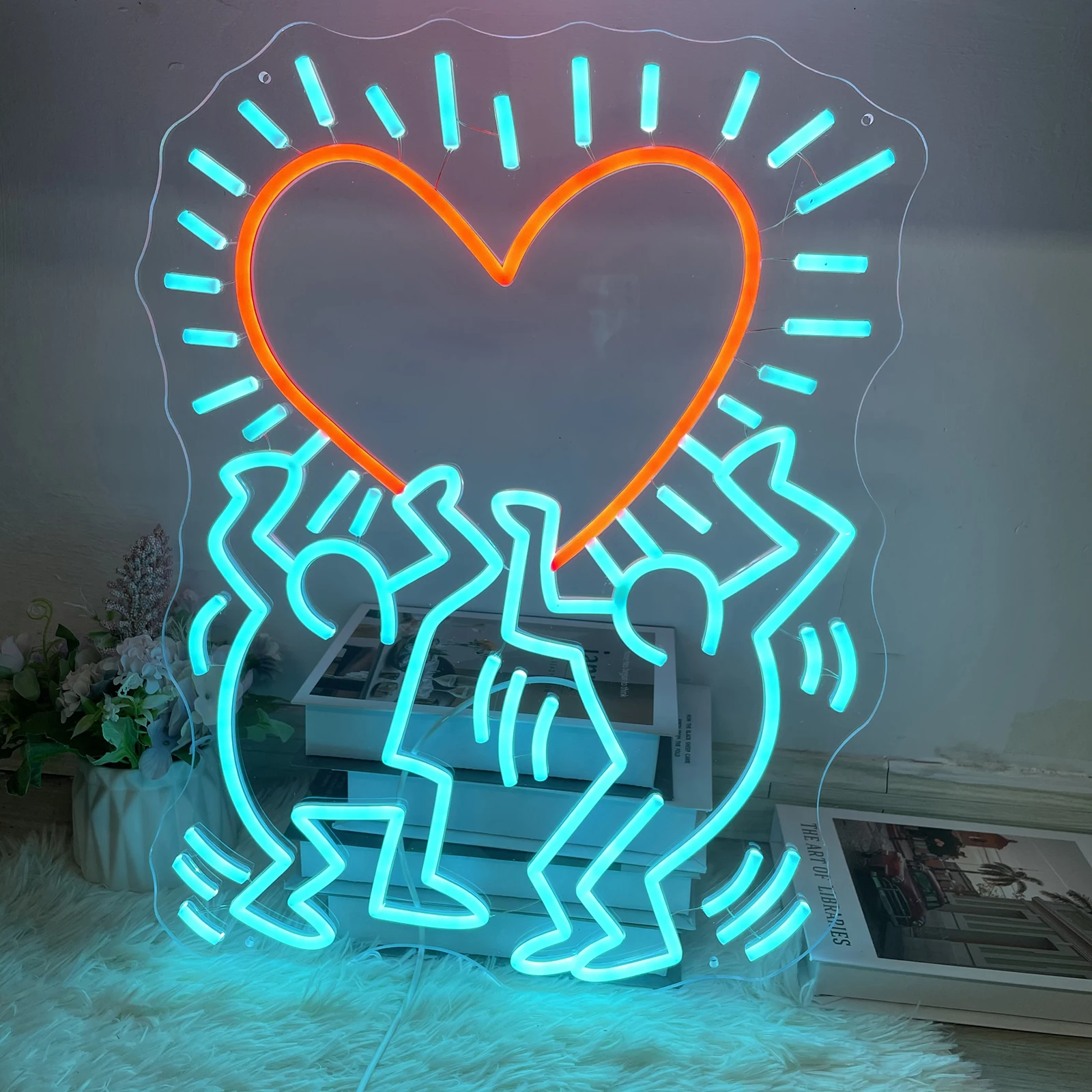 Double Love Art Neon Sign Handmade Neon Sign For Hair Beauty Salon Neon Business Sign Modern Neon Sign