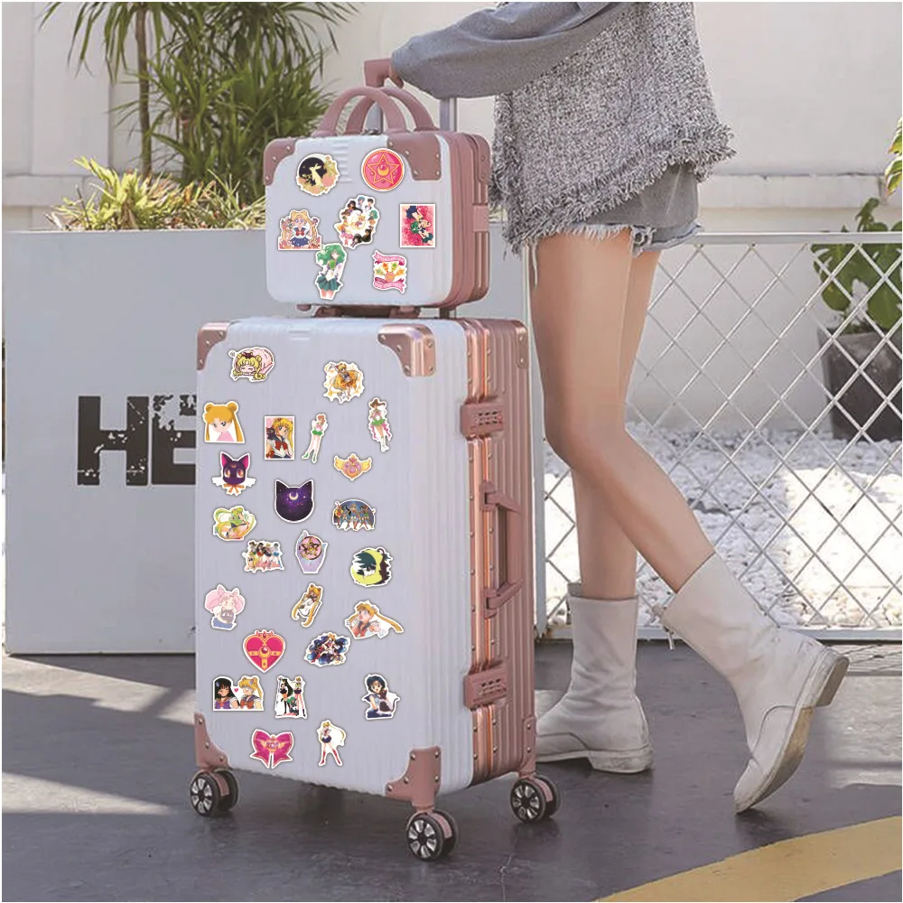 100PCS Sailor Moon Sticker Waterproof Suitcase Notebook guitar Skateboard Sticker Cute Anime Stickers Laptop Skin Sticker Pack