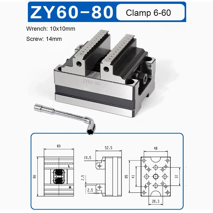 ZY60-80 Turntable Fixture CNC Concentric Vise Self Centering CNC Pliers CNC Machining Center Concentric Flat Pliers Clamp 6-60mm