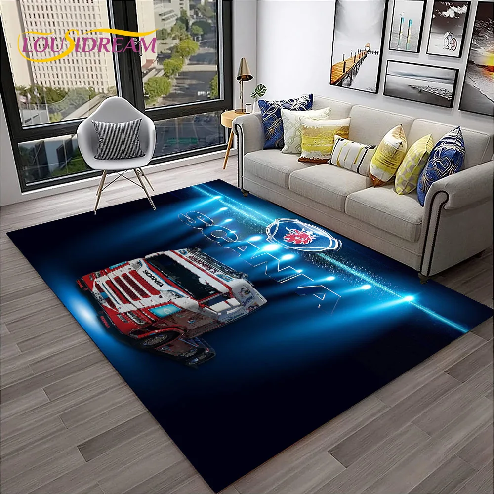 Top Class Truck S-Scania Cartoon Carpet Rug for Home Living Room Bedroom Sofa Doormat Decor,Kid Play Area Rug Non-slip Floor Mat