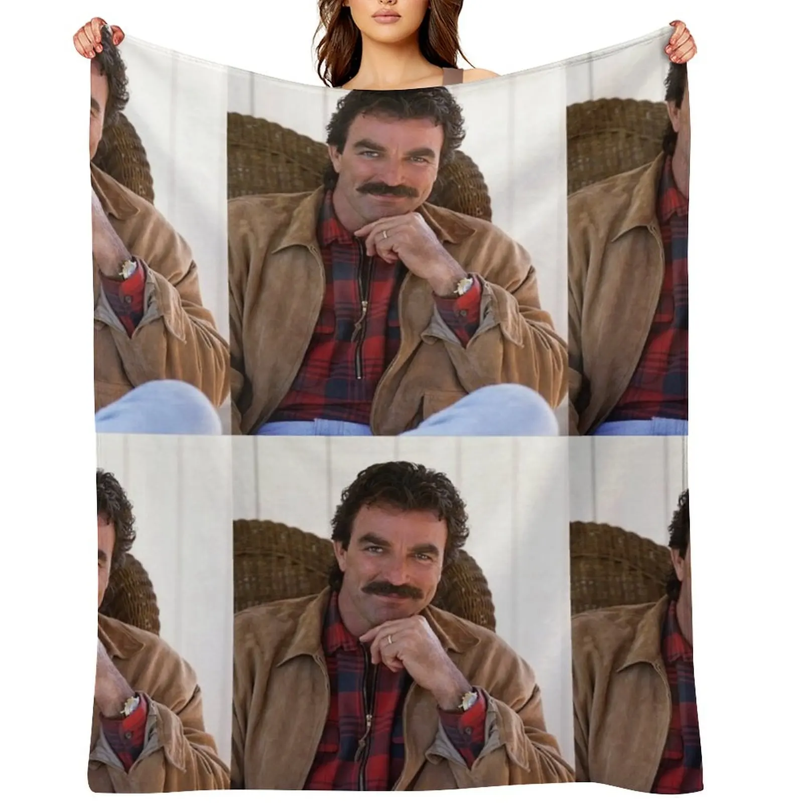 

Tom Selleck handsome Throw Blanket Shaggy Flannel Softest Summer Beddings Blankets