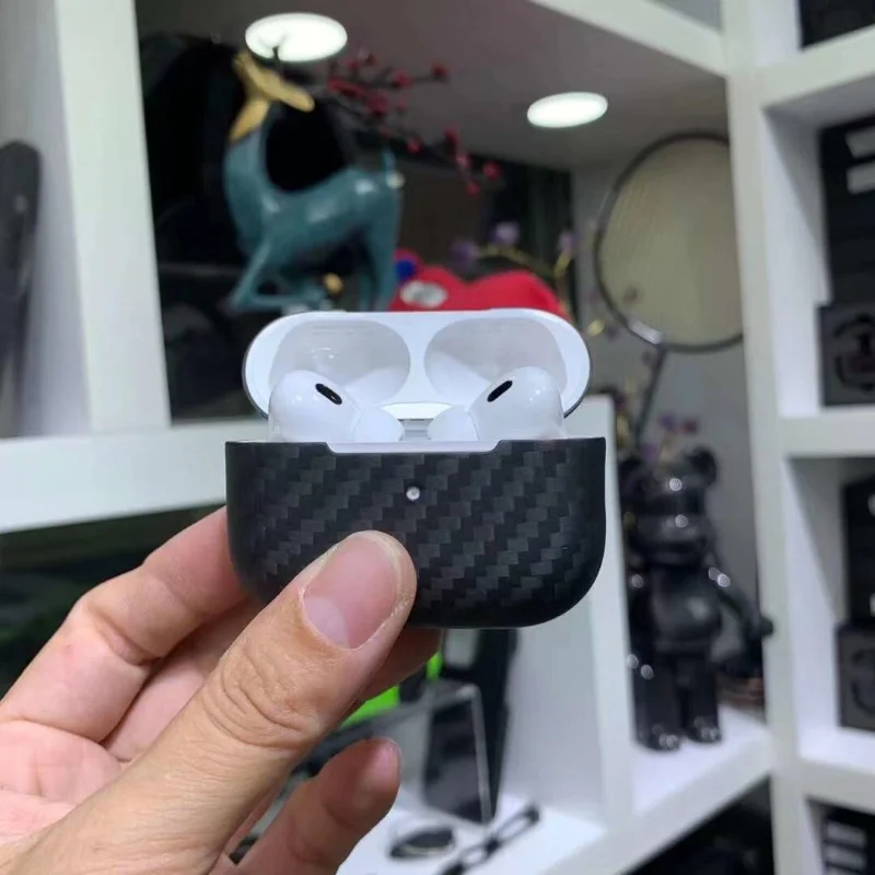 

Чехол из углеродного волокна для Airpods Pro 2, защитный чехол, Беспроводная Bluetooth Противоударная гарнитура, аксессуары для Airpods Pro 2