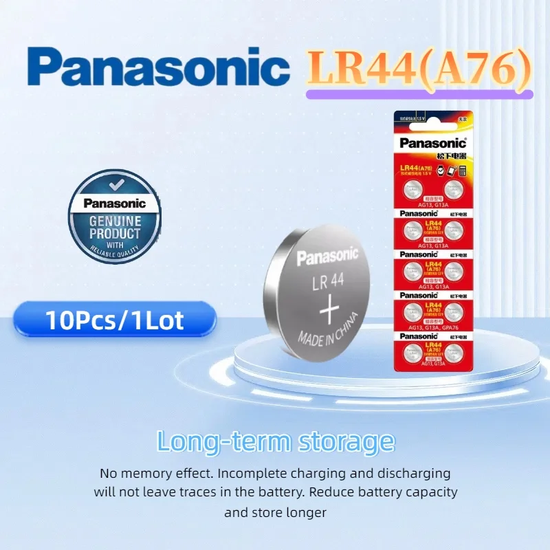 10 шт. оригинальные щелочные батарейки Panasonic A76 LR44 AG13 357 SR1154 LR1154 SR44 LR 44 для калькулятора, игрушки, кнопки дистанционного управления, монеты 10 шт. оригинальные щелочные батарейки Panasonic A76 LR44 AG13 357 SR1154 LR1154 SR44 LR 44 для калькулятора, игрушки, кнопки дистанционного управления, монеты