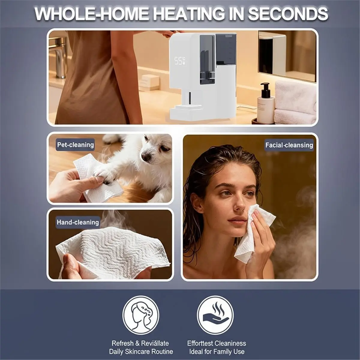 AA83 Hot Face Towel Warmer Machine,Automatic Hot Towel Dispenser,131°F Adjustable Constant Temperature US Plug