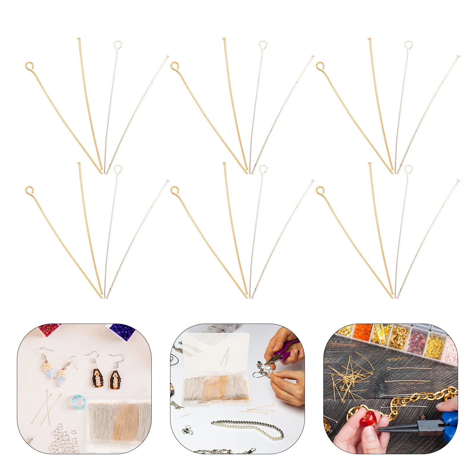 

1 set DIY Jewelry Making Kit Flat Head Pins T Pins Gold Silver Necklace Earrings Bracelets Findings Metal Accessories