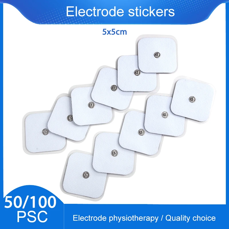 50/100P 5x5cm Self Adhesive Replacement Tens Electrode Pads for Muscle Stimulator Electric Digital Tens Machine Replacement Pads