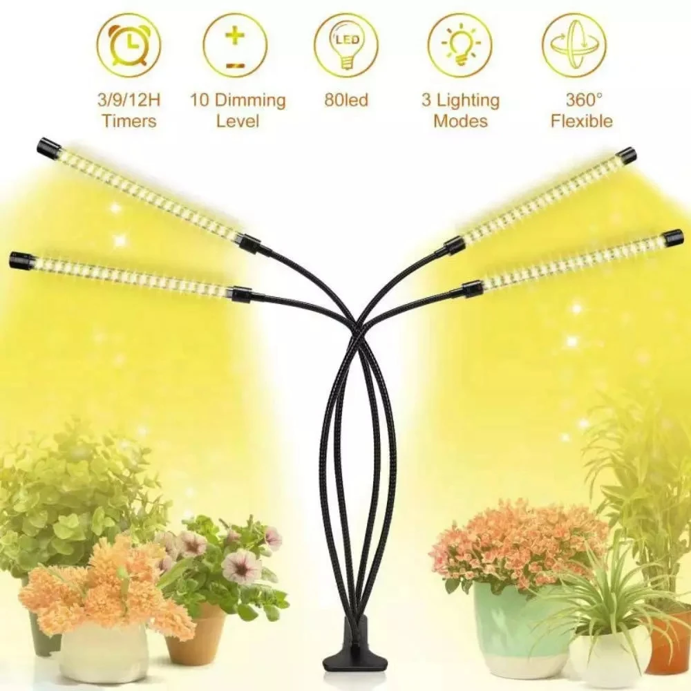 espectro completo crescer lampada para plantas de interior temporizador de exibicao clipe de mesa luz crescente suculentas crescimento de flores 01