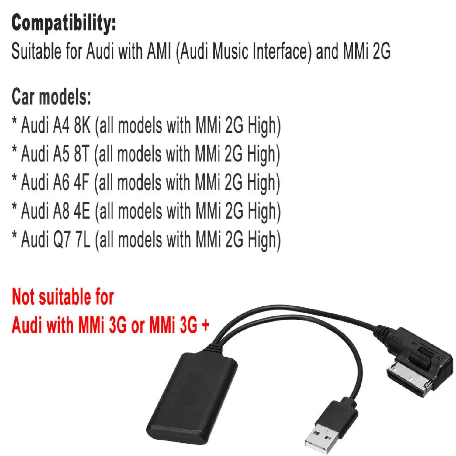 Car Wireless Bluetooth Music Interface AUX Audio Cable Adapter For Audi Q7 A5 A6 A8 all models with MMi 2G High New view 4