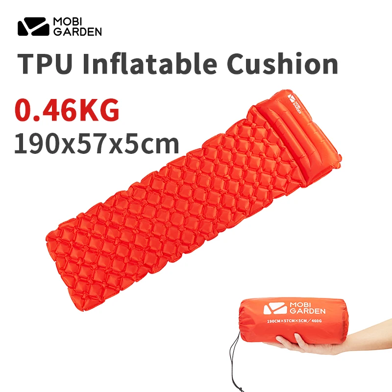 

MOBI GARDEN TPU Inflatable Sleeping Mat With Pillow 10cm Thickening 1-2 Persons Portable Tent Mattress Outdoor Waterproof Pad