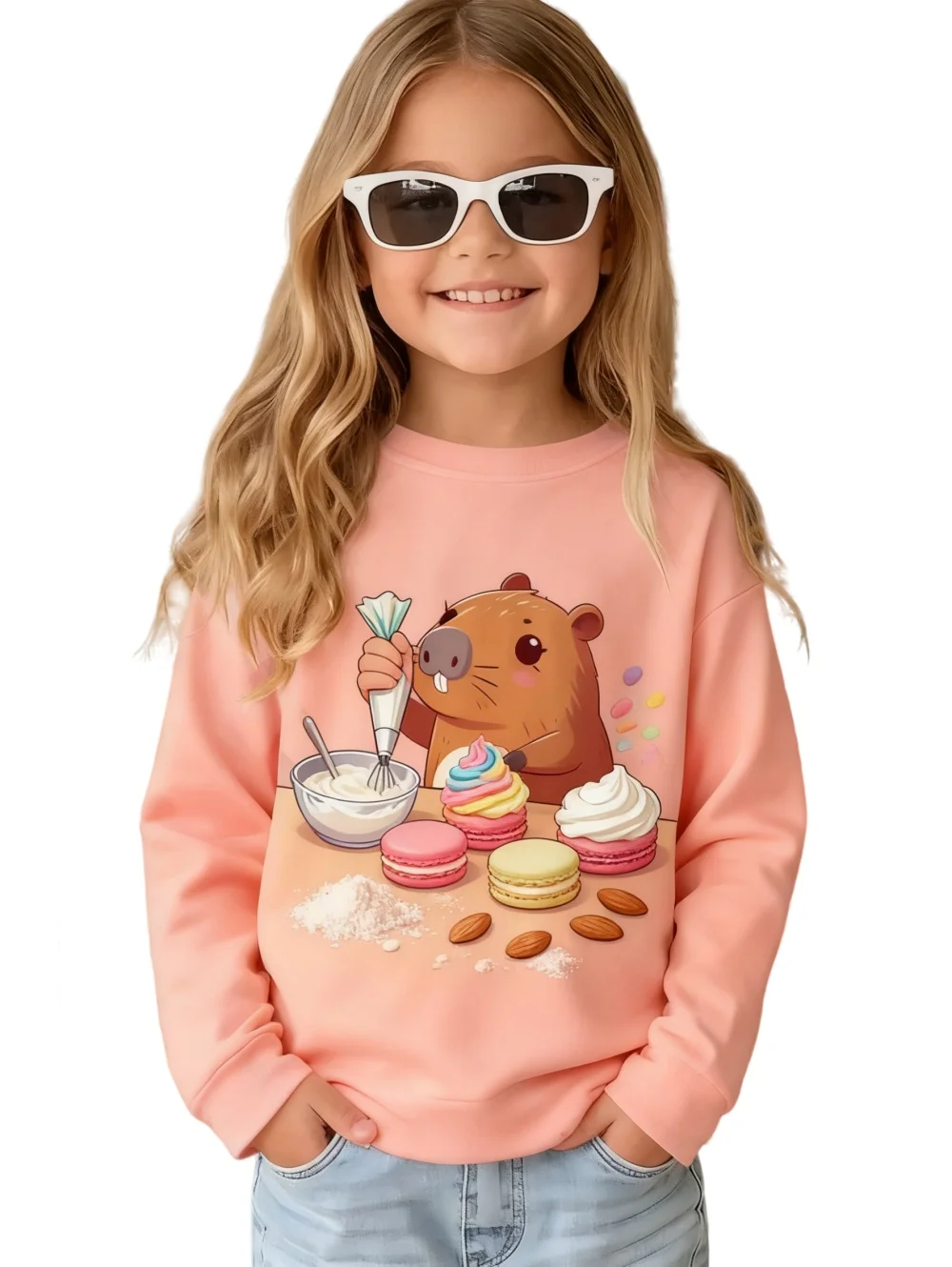 Kinder-T-Shirt, Capybara, 3D-Druck, lässig, langärmelig, Top, Mädchen-T-Shirt, niedlicher Cartoon, Kinderkleidung, Jungen- und Mädchen-Tops, Kinder-T-Shirt