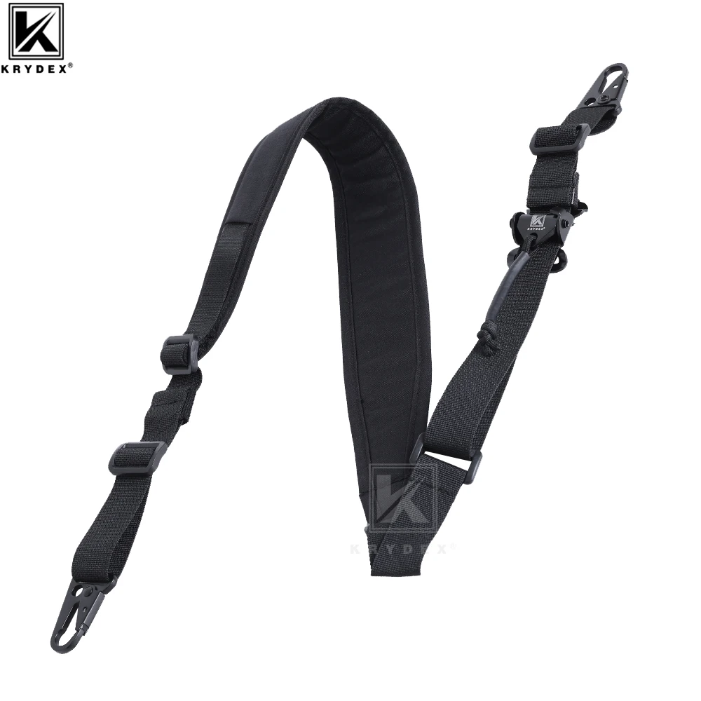 

KRYDEX Tactical Rifle Sling Strap 2 Point / 1 Point 2.25" Modular Removable Padded For Combat Shooting Hunting Accessories Black