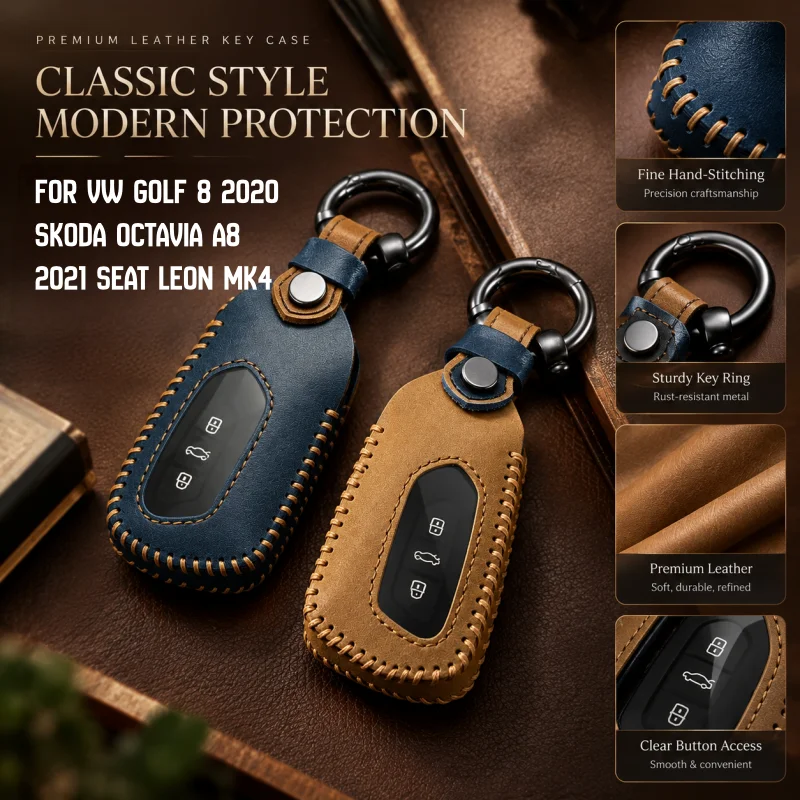 For VW Volkswagen Golf 8 MK8 ID.3 ID.4 Cupra Skoda Octavia A8 SEAT Leon MK4 2020 2021 Formentor Tarraco Car Key Case Cover