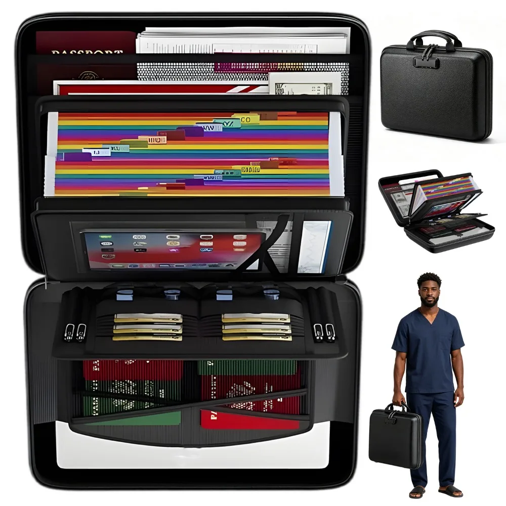 1 sac à documents ignifuge détachable, avec une conception de grande capacité, contient plusieurs compartiments et espaces de rangement, et convient pour ranger des documents, des passeports, des certificats et d'autres objets pour répondre aux besoins de rangement quotidiens.