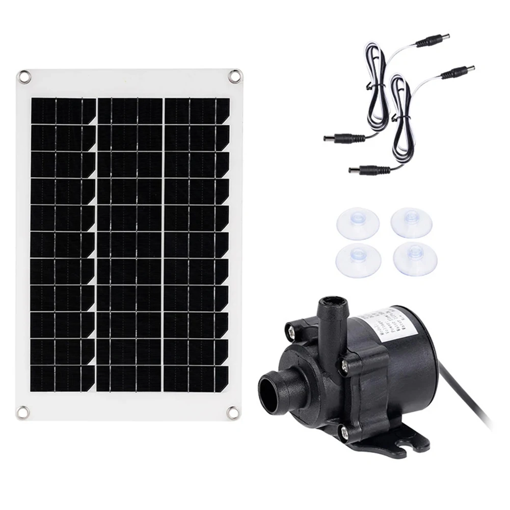 50W 12V DC Brushless Solar Water Pump Kit for Submersible Garden Fountain with 350L/h Flow and Low Noise Operation