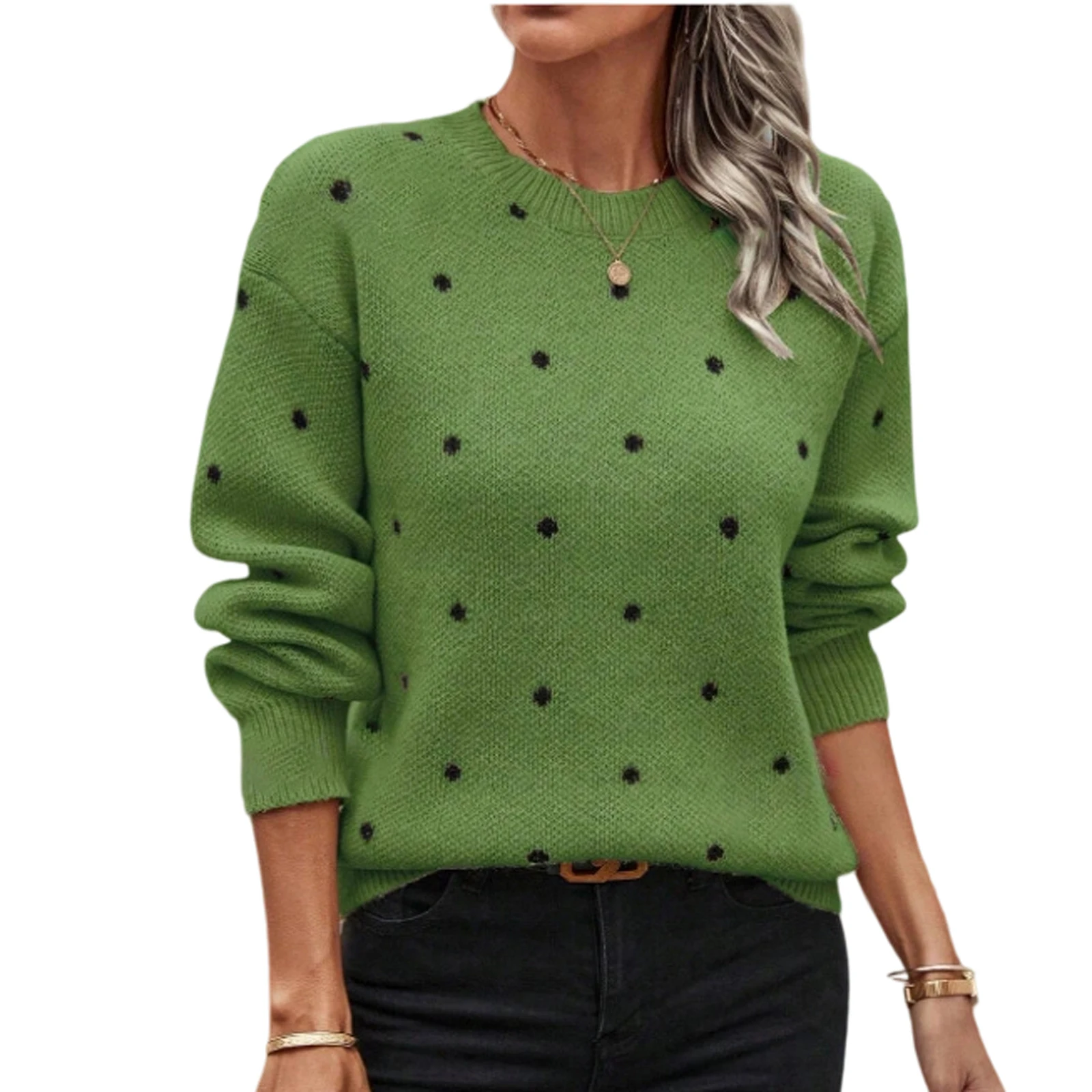 

2025 Women'S Casual Round Neck Pullover Long Sleeve Sweater Top Pulls Femmes Woman Clothes Sweater For Woman Fall Clothes