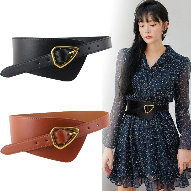 

Multi-color Irregular Women Belt for Suit Shirt Spring Autumn Plain Genuine Cow Leather Cummerbund Corset Ladies Waistband Belt