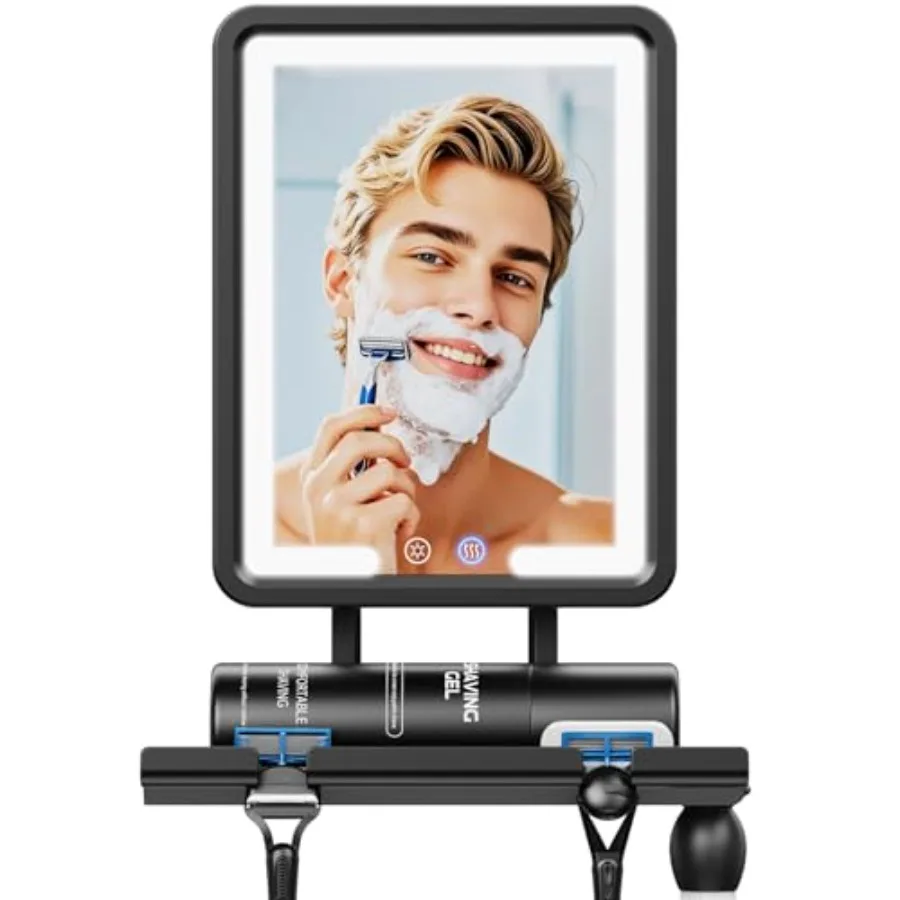 

Heated Shower Mirror Fogless for Shaving Gen 3 - 3 Colors Stepless Dimmable Lights, Anti-Fog Shaving Mirror with Razor Holder,