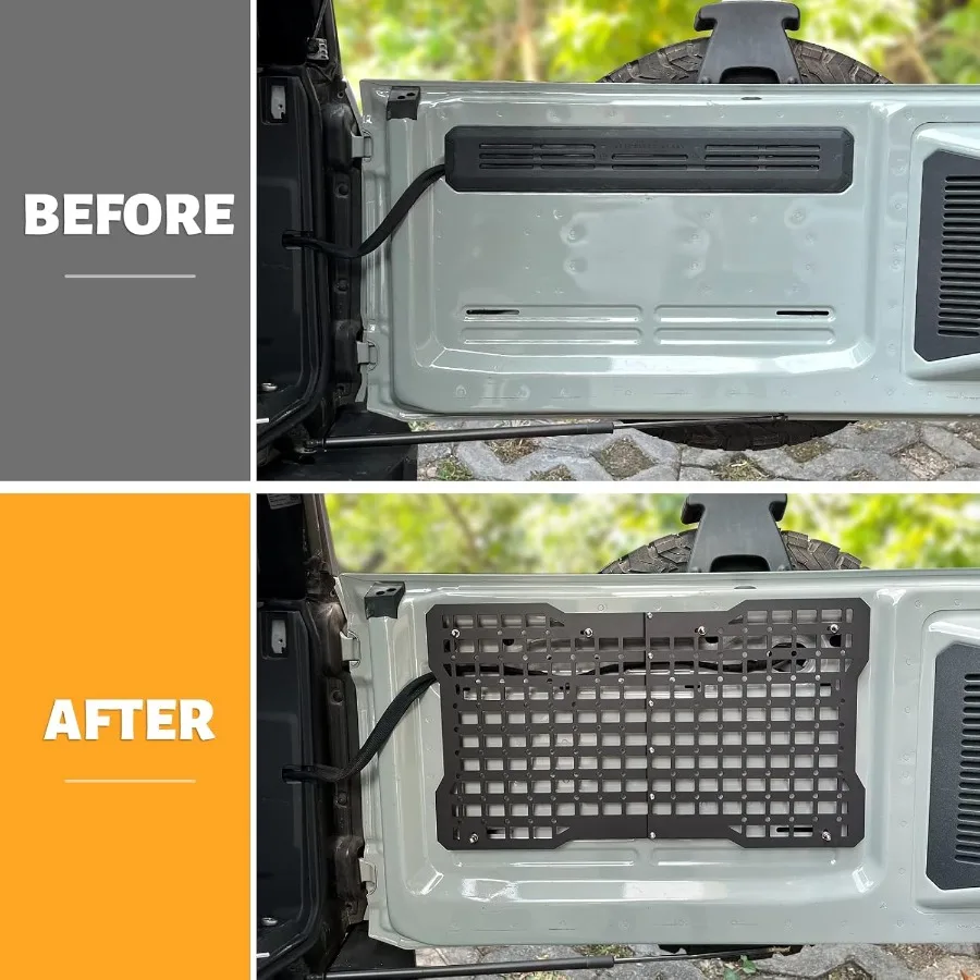 Tailgate Storage Panel with Molle System and Steel Cargo Shelf for Enhanced Luggage and Gear Organization in  Bronco 20212023 2