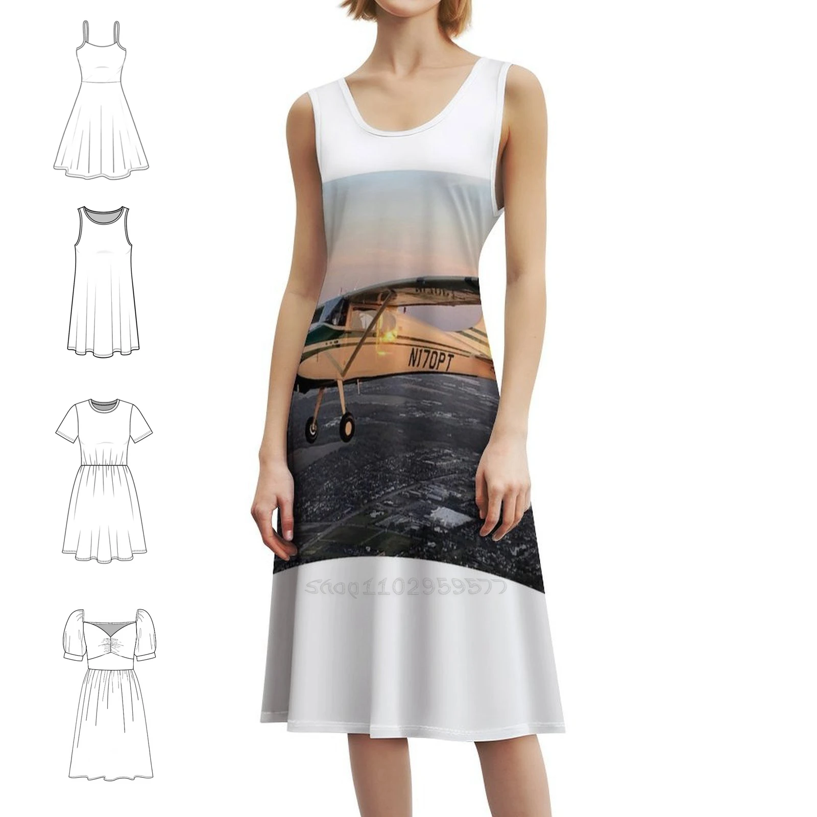 فستان هيب هوب نسائي من سيسنا 170 ملابس خروج جرافيك مطبوع للحفلات ملابس للنادي سيسنا 170 تشكيل الطيران ملابس نسائية طائرة #1