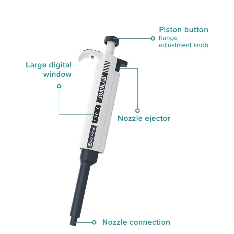 Pipeta laboratoryjna Plastikowa jednokanałowa cyfrowa regulowana mikropipeta Sprzęt laboratoryjny z końcówkami do pipet Wybierz zakres — zdjęcie produktu 2