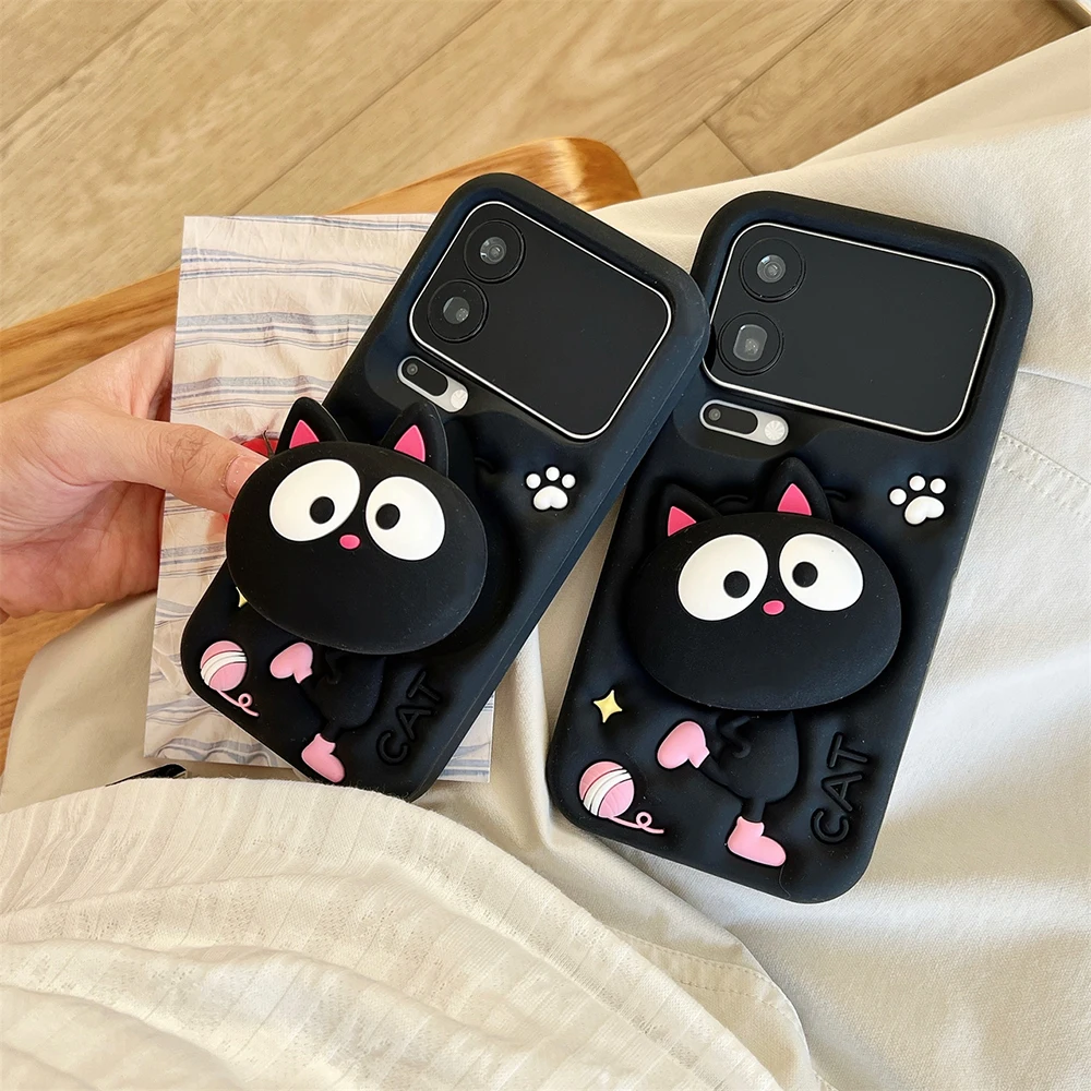 Niedliche 3D-Cartoon-Handyhülle mit schwarzer Katze, weiche Silikonhülle für Xiaomi 17 Pro Max, stoßfeste Schutzhülle mit Ständerfunktion, Fundas – Detail 9