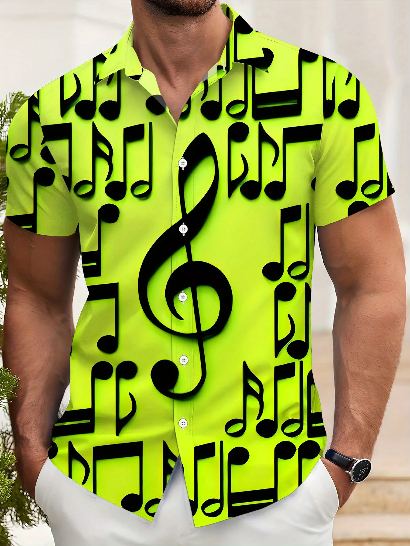 Hawaiian Men's Casual Fashion Short Sleeve Shirt New Pattern Novel Color Bright Color 2025