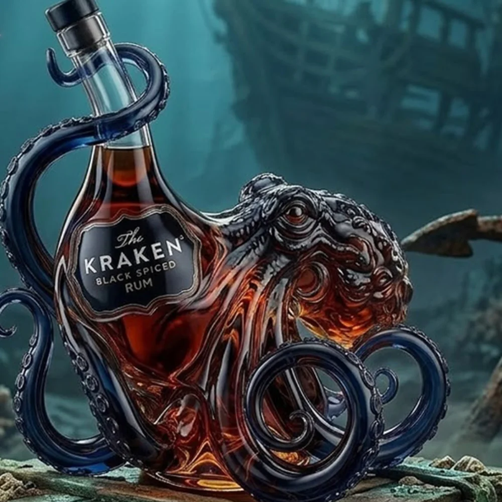 Decantador de Whisky Kraken Octopus, Decoración Vintage para Bar, Botella de Vino, Cristalería, Decoración para Cueva de Hombre, Colección de Arte de Pared