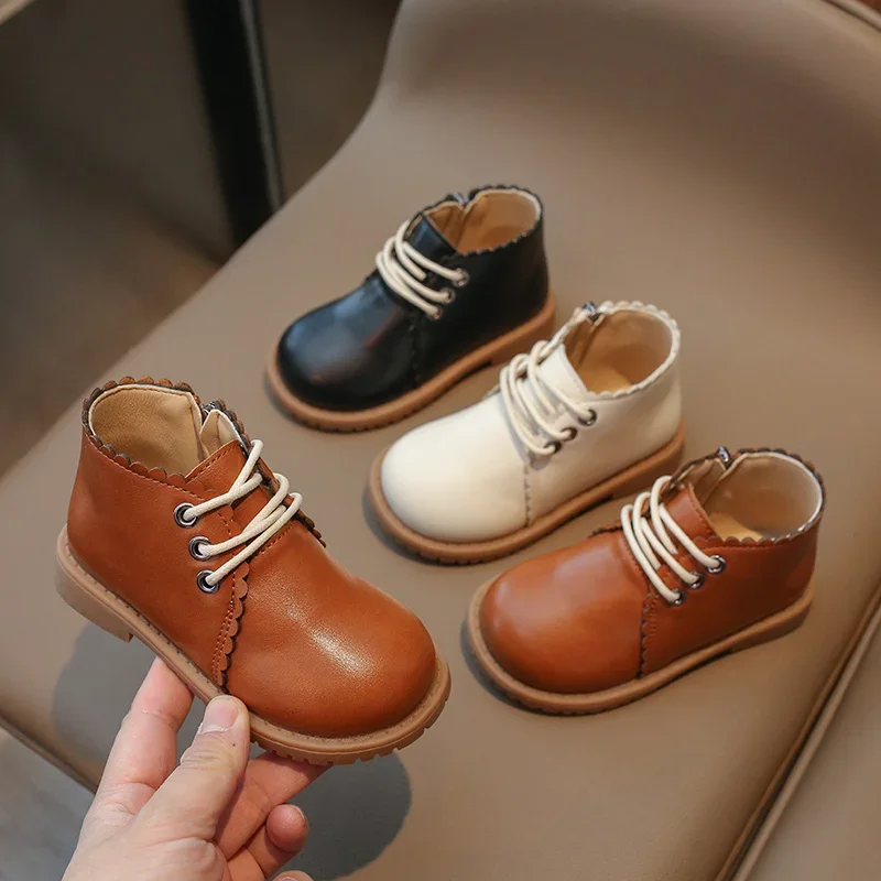 

Winter Sexy Catwalk Casual Boots Increased ZIP Warm and Fashionable Children's PU Comfortable Solid Color Square Heel Kids Ins