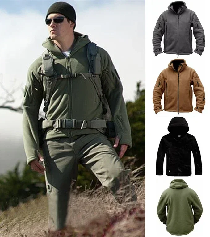 

Men's Jackets Warm Military Tactical Sports Fleece Hoodie Jackets Hiking Climbing Fishing Adventure Camping Outdoor Clothing