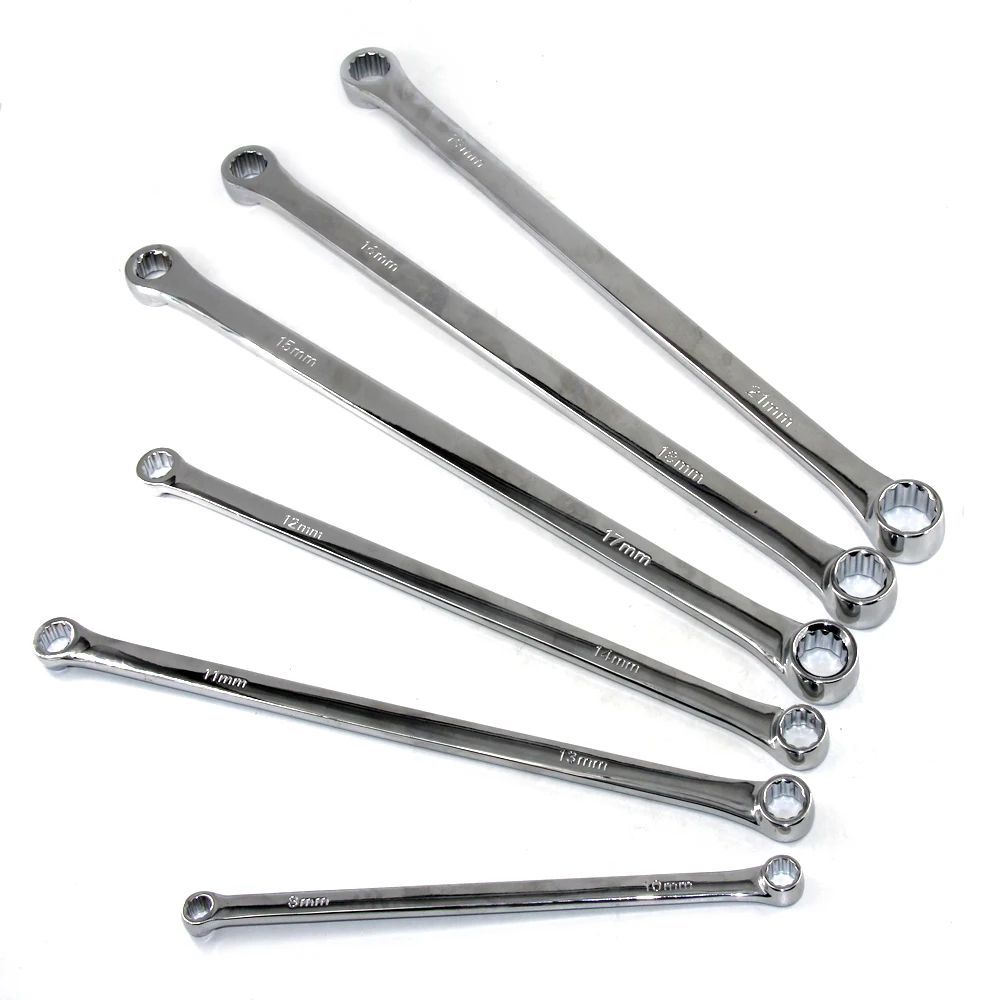 6 Pcs Aviation Wrench Set Extra Long Double Ring Box End Spanner Less Effort Strong Power Metric 8mm-21mm