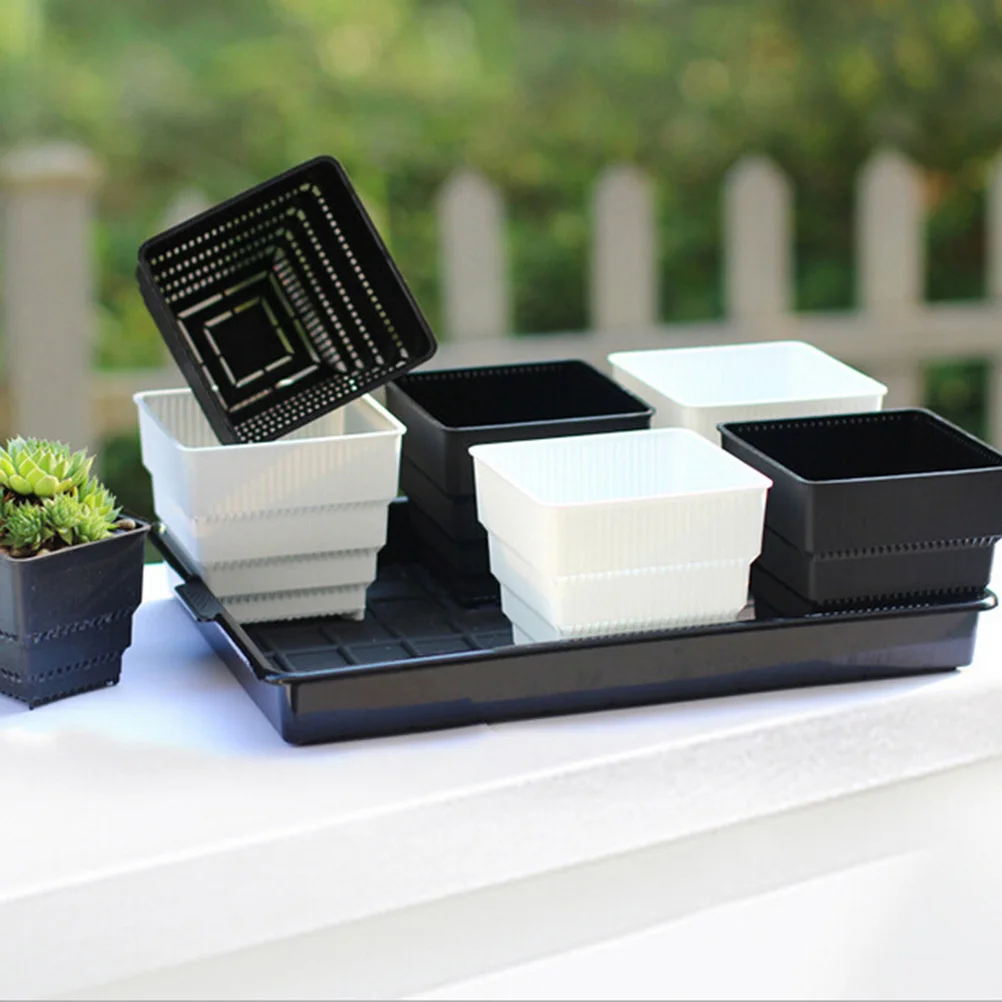 

8 Pcs Root Control Pot Resin Succulent Plant Pots Planters Flower Small Square Basin