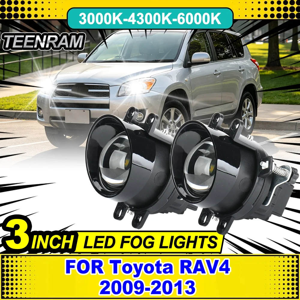 3 inches  Bi-led Fog Light Projector Lens White Yellow HID Bi-xenon High Low Beam Fog Lights For Toyota RAV4 2009-2013 2010 2012