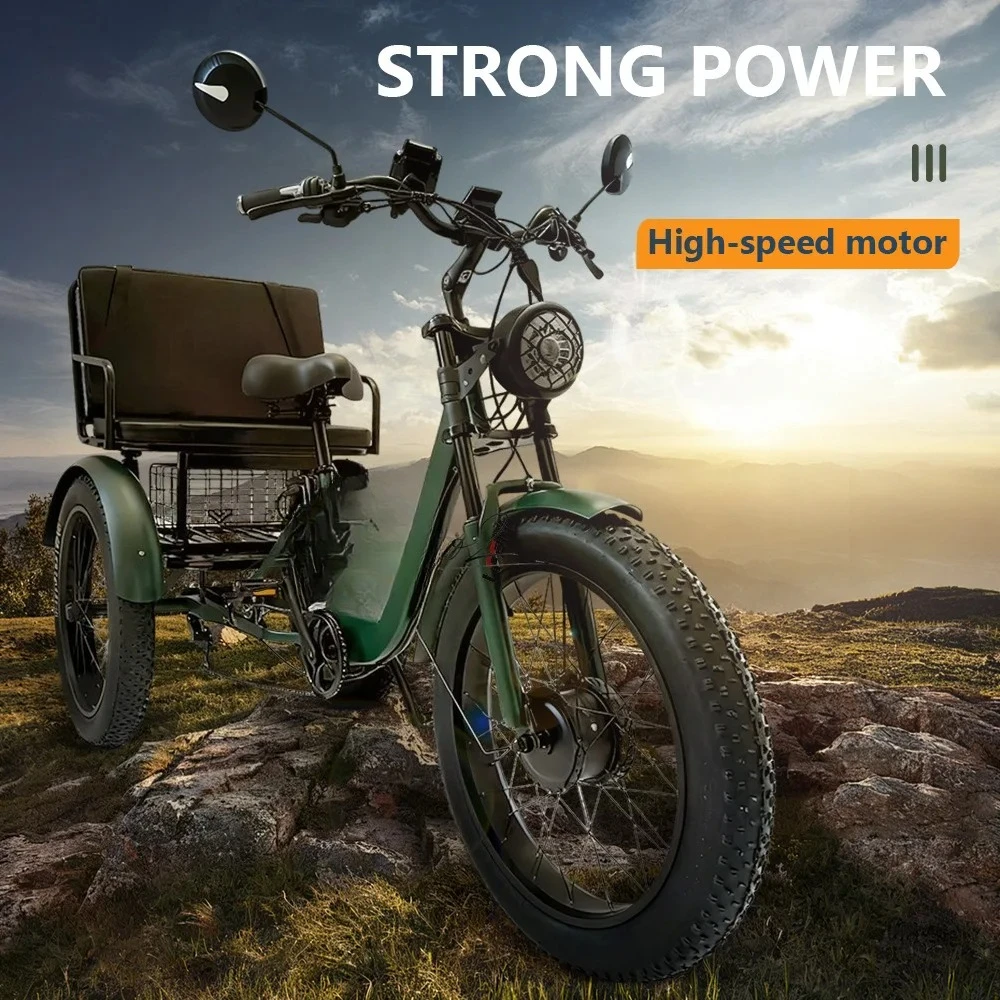 24 Inch Fat Tire Electric Tricycle Pedal Assist Snow Trike 3 Wheel Electric Bicycle For Adults