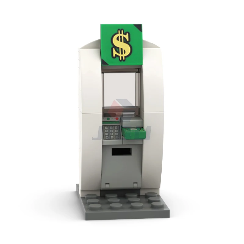 MOC Prats City ATM Modell Dollar Zeichen Muster Fliesen Baustein Ziegel Maschine Kompatibel mit Zubehör Spielzeug