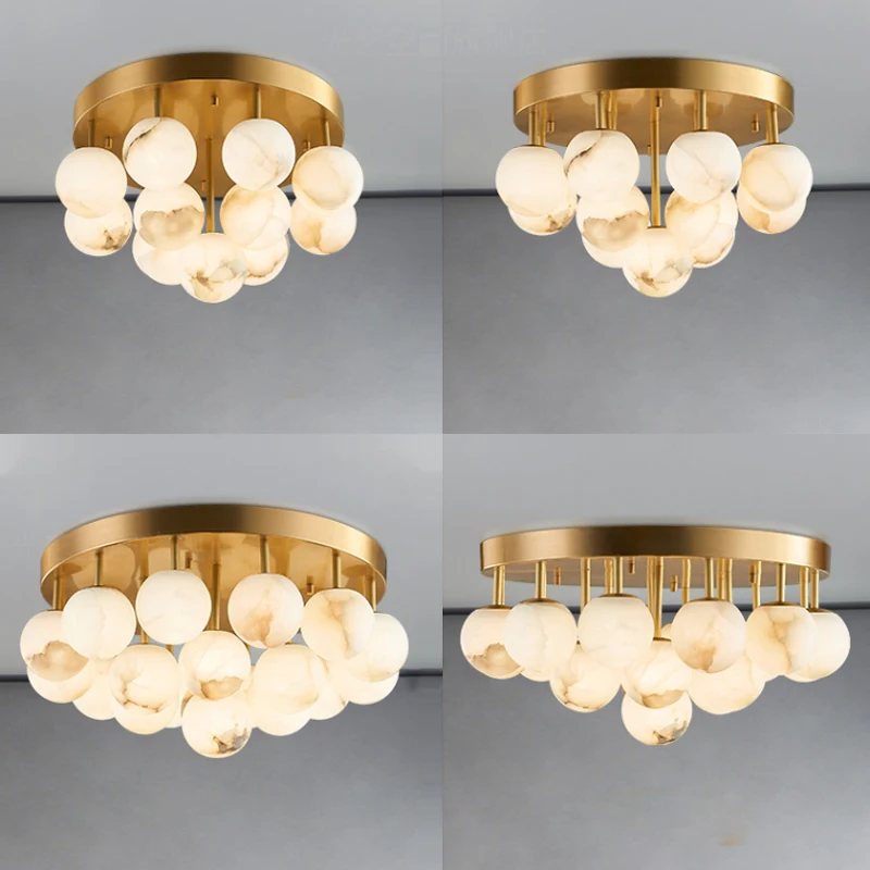 

LED Art Deco Marble Bubble Gold Black Lustre Lamparas De Techo Ceiling Chandelier Lights.Ceiling Lamp For Living Room