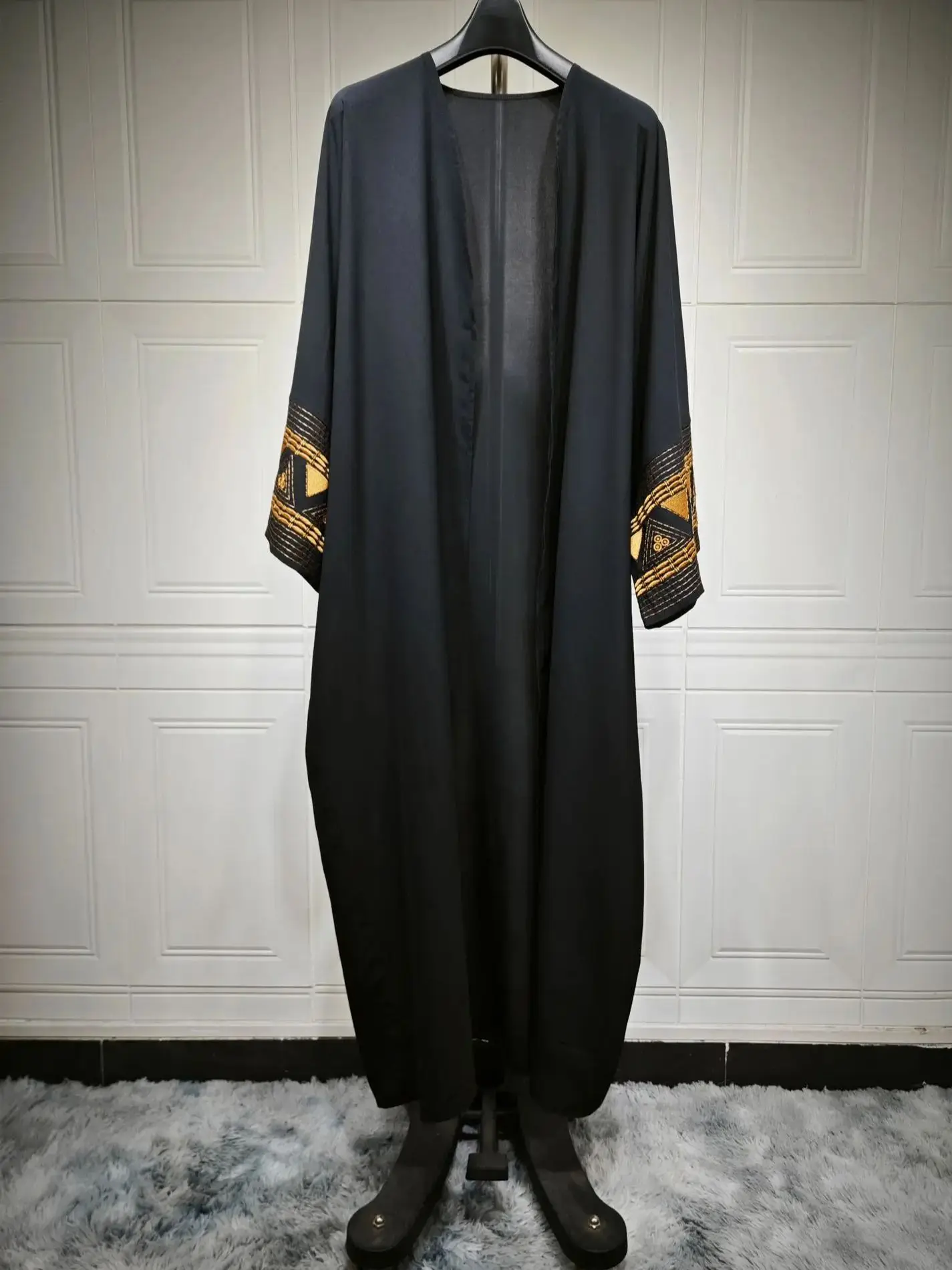 Fashion Embroidery Kimono Oversized Muslim Robe abaya syari female full length Silky Muslim abaya Worship Service abayas wy2004