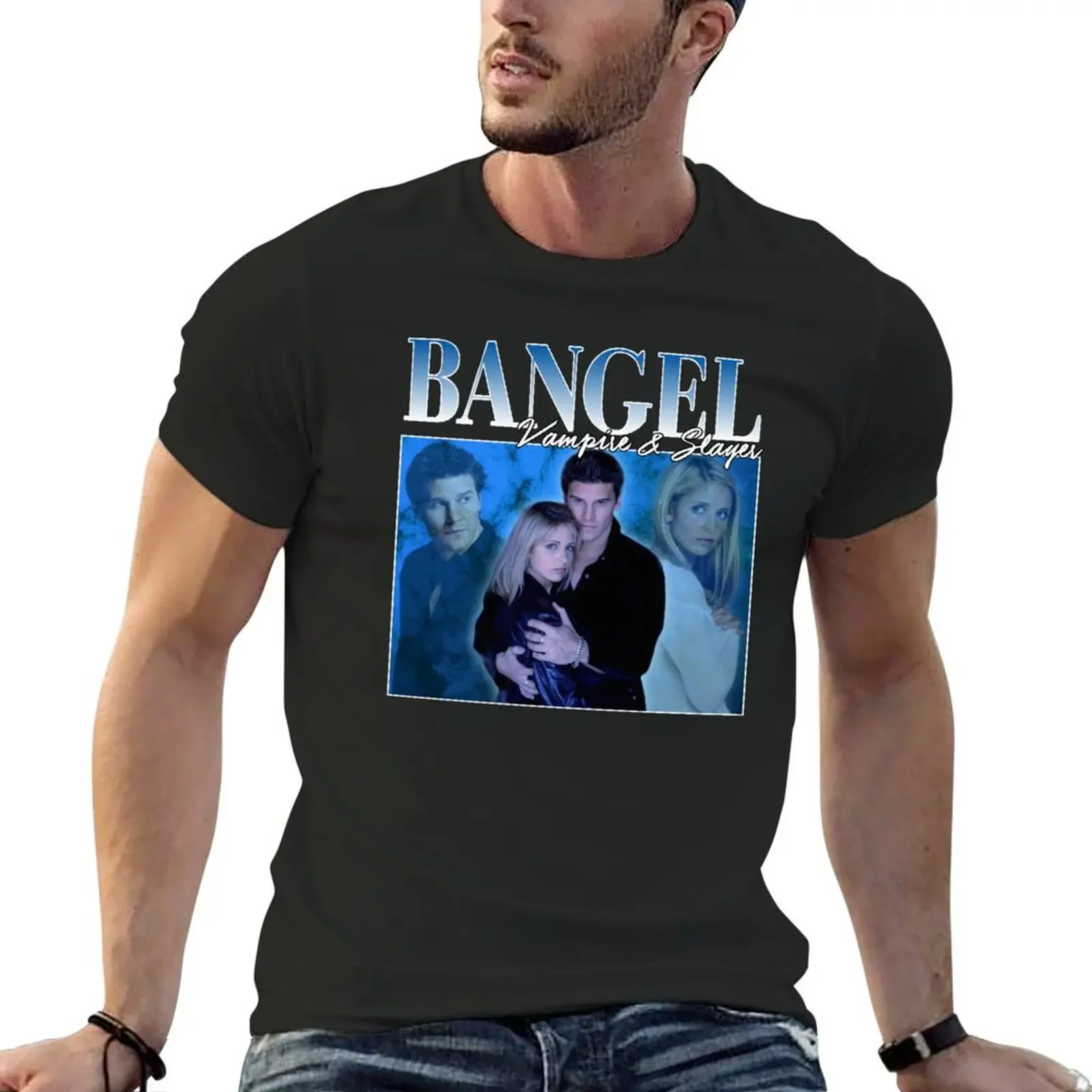 Bangel Retro T-Shirt man clothes rapper graphic tees mens fashion