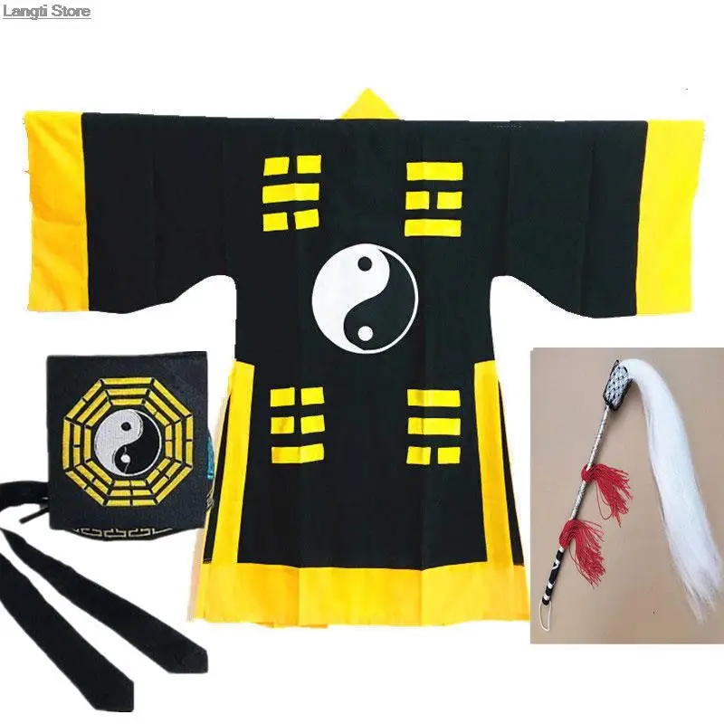 Traditionelle chinesische taoistische Roben Erwachsene Priester Kostüme alte Kostüm Kampfkunst Kleidung Taoismus Kleid Uniformen mit Schneebesen Hut